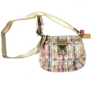 Y2K Coach Women’s Swingpack Crossbody Bag Plaid Pink Blue Green Beige #3966